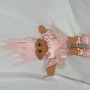 Troll Doll Ballerina Russ Berries Vtg 1990s cloth body vinyl face 8" 🩰